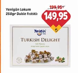 Yenigün Lokum 250Gr Duble Fıstıklı