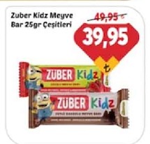 Zuber Kidz Meyve Bar 25Gr Çeşitleri