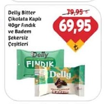 Delly Bitter Çikolata Kaplı 40Gr Fındık Ve Badem Şekersiz Çeşitleri