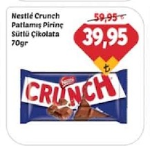 Nestlé Crunch Patlamış Pirinç Sütlü Çikolata 70Gr