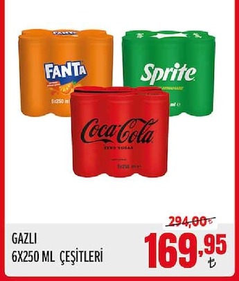 Gazlı İçecek Çeşitleri 6X250 Ml
