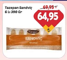 Tazepan Sandviç 6 Lı 390 Gr