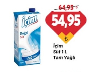 İçim Süt 1 L Tam Yağlı