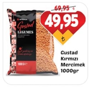 Gustad Kırmızı Mercimek 1000Gr