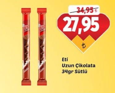 Eti Uzun Çikolata 34Gr Sütlü