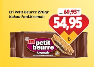 Eti Petit Beurre 270Gr Kakao Fınd. Kremalı