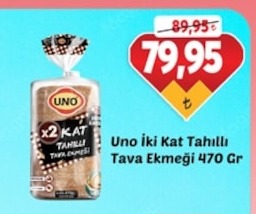 Uno İki Kat Tahıllı Tava Ekmeği 470 Gr