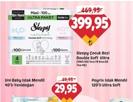 Sleepy Çocuk Bezi Double Soft Ultra 4 (4No:100 5No:78 6No:62 7No:48)