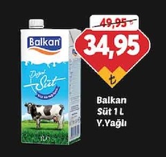Balkan Süt 1L Y.Yağlı