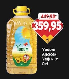Yudum Ayçiçek Yağı 4 Lt Pet