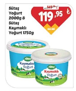 Sütaş Yoğurt 2000G & Sütaş Kaymaklı Yoğurt 1750G