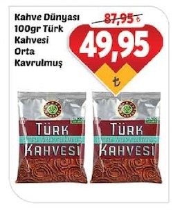 Kahve Dünyası 100Gr Türk Kahvesi Orta Kavrulmuş
