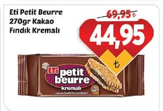 Eti Petit Beurre 270Gr Kakao Fındık Kremalı
