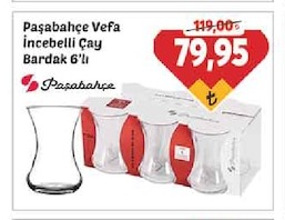 Paşabahçe Vefa İnce Belli Çay Bardak 6'Lı