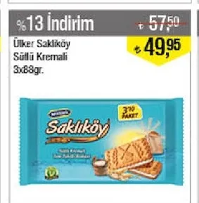 Ülker Saklıköy Sütlü Kremalı 3X88Gr