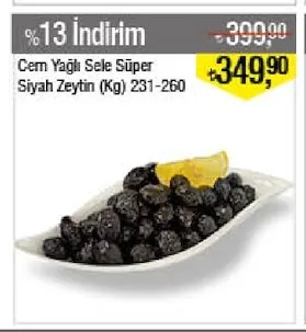 Cem Yağlı Sele Süper Siyah Zeytin (Kg) 231-260