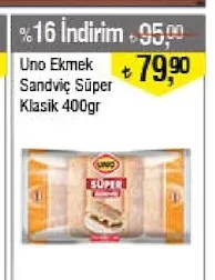 Uno Ekmek Sandviç Süper Klasik 400Gr