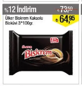 Ülker Biskrem Kakaolu Bisküvi 3*100Gr