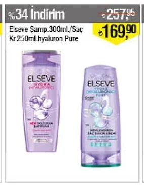 Elseve Şamp.300Ml./Saç Kr.250Ml.Hyaluron Pure