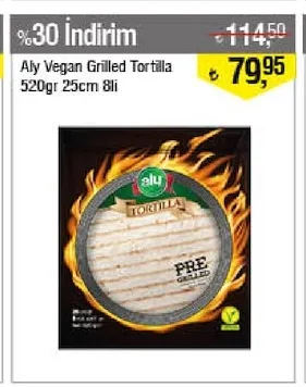 Aly Vegan Grilled Tortilla 520Gr 25Cm 8Li