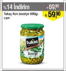 Tukaş Kon.Bezelye 680Gr