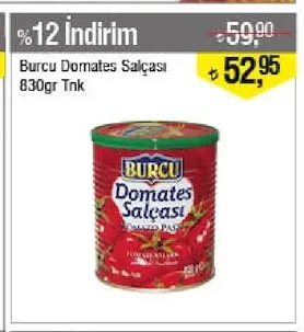 Burcu Domates Salçası 830Gr Tnk