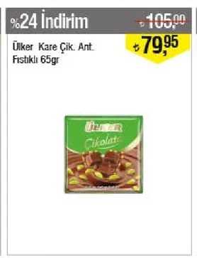 Ülker Kare Çik. Ant. Fıstıklı 65Gr