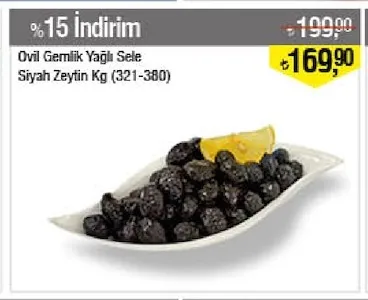 Ovil Gemlik Yağlı Sele Siyah Zeytin Kg (321-380)