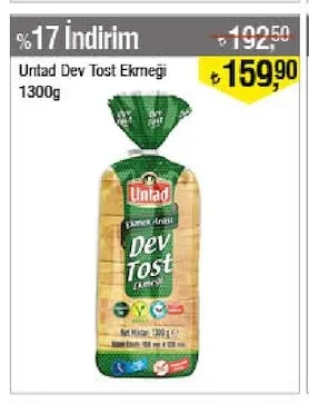 Unitad Dev Tost Ekmeği 1300G