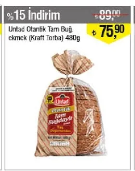 Untad Otantik Tam Buğday Ekmeği (Kraft Torba) 480G