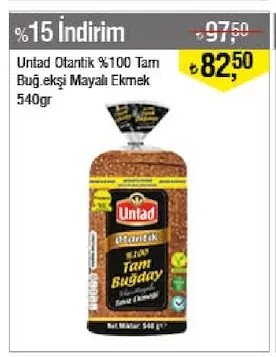 Untad Otantik %100 Tam Buğ.Ekşi Mayalı Ekmek 540Gr