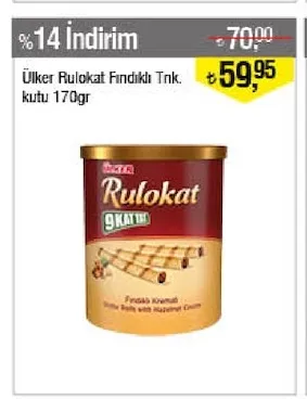 Ülker Rulokat Fındıklı Tnk. Kutu 170Gr