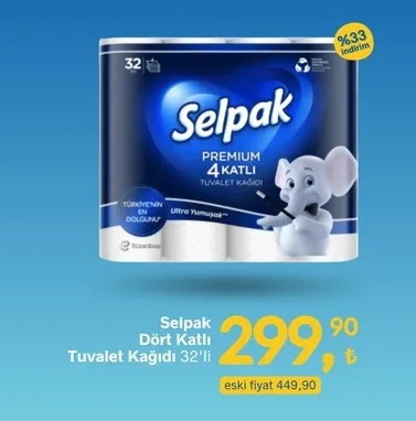Selpak Dört Katlı Tuvalet Kağıdı 32'Li