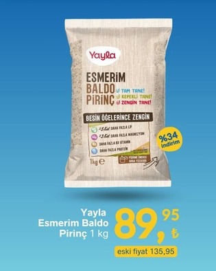 Yayla Esmerim Baldo Pirinç 1 Kg