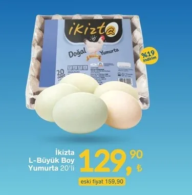 İkizta L-Büyük Boy Yumurta 20'Li