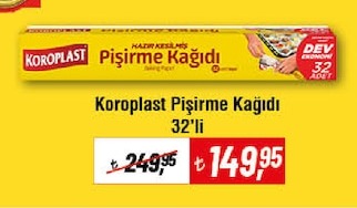Koroplast Pişirme Kağıdı 32'Li