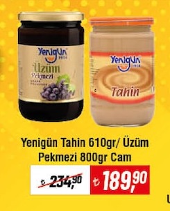 Yenigün Tahin 610Gr/ Üzüm Pekmezi 800Gr Cam