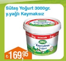 Sütaş Yoğurt 3000Gr Y.Yağlı Kaymaksız