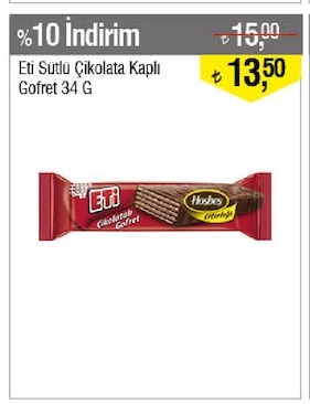 Eti Sütlü Çikolata Kaplı Gofret 34 G