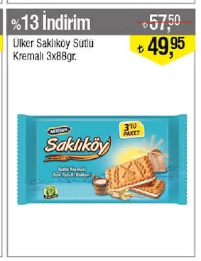Ülker Saklıköy Sütlü Kremalı 3X88Gr.