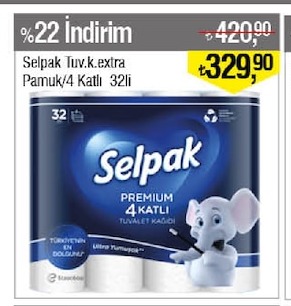 Selpak Tuv.K.Extra Pamuk/4 Katlı 32Li