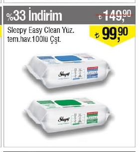 Sleepy Easy Clean Yüz Tem.Hav.100'Lü Çşt.