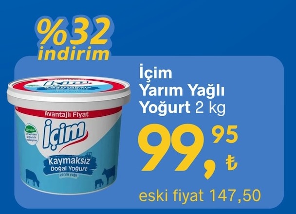 İçim Yarım Yağlı Yoğurt 2 Kg