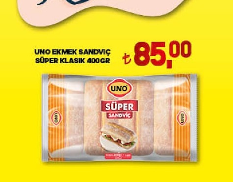 Uno Süper Sandviç Ekmek Klasik 400G