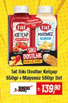 Tat Sıkı Dostlar Ketçap 650Gr + Mayonez 560Gr Set