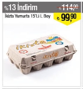 İkizta Yumurta 15'Li L Boy