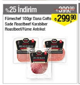 Fümechef 100Gr Dana Cotto Sade Roastbeef Karabiber Roastbeef/Füme Antrikot