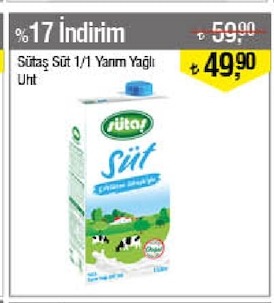 Sütaş Süt 1/1 Yarim Yağlı Uht