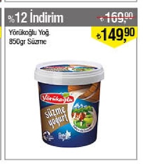 Yörükoğlu Yoğ. Süzme 850Gr