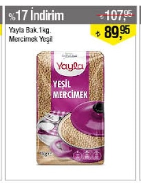 Yaylabak 1 Kg Yeşil Mercimek
